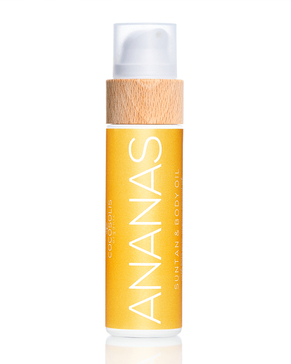 ANANAS Suntan & Body Oil: Huile bio pour un bronzage rapide et intense et une peau hydratée et radieuse. A l’arôme d’ananas juteux et de vanille savoureuse