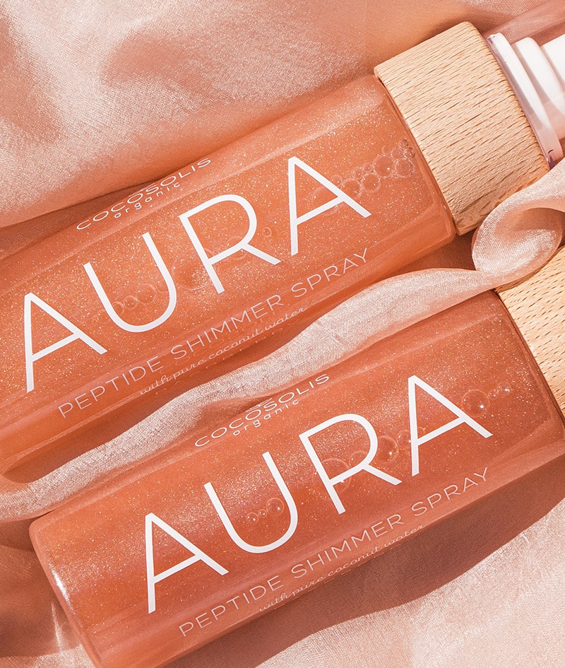 AURA Peptide Shimmer Spray: Přírodní třpytivý sprej s peptidy na obličej, tělo a vlasy. Rozzařuje, hydratuje a omlazuje.