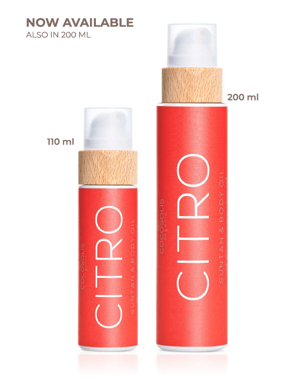 CITRO Suntan & Body Oil: Huile bio pour un bronzage rapide et intense et une peau hydratée et radieuse.