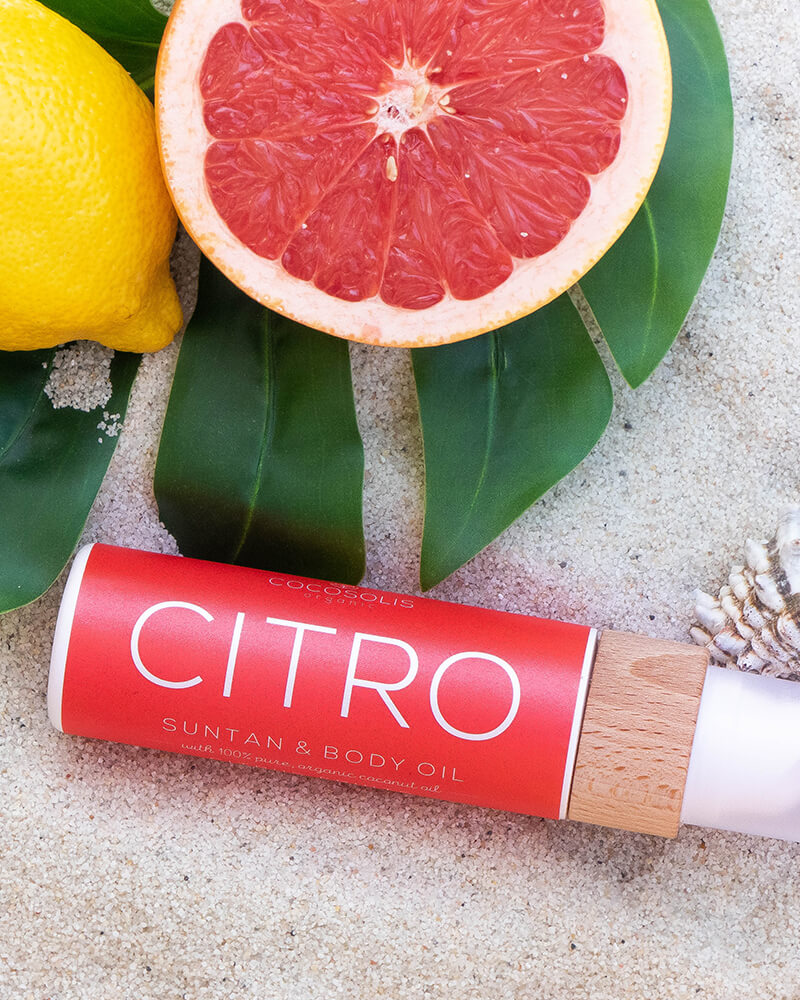 CITRO Suntan & Body Oil: Huile bio pour un bronzage rapide et intense et une peau hydratée et radieuse.