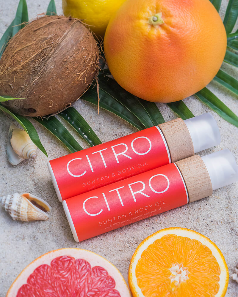 CITRO Suntan & Body Oil: Huile bio pour un bronzage rapide et intense et une peau hydratée et radieuse.