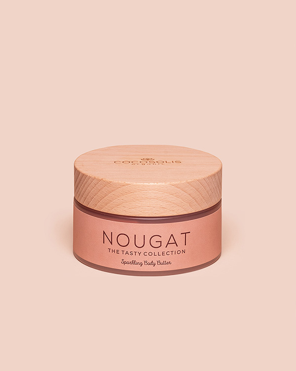 NOUGAT Sparkling Body Butter: Топящ се натурален мус. Изравнява тена и кара кожата да заблести. 