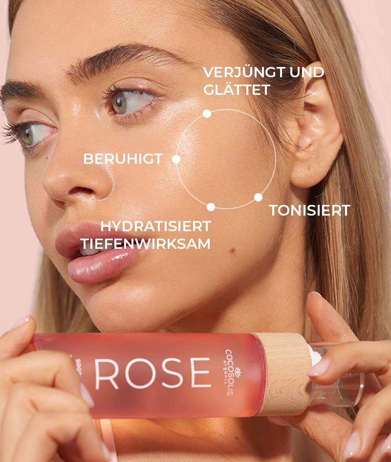 ROSE Soothing Spray Toner: Beruhigender Toner für das Gesicht mit Rosa Damascena, Kaktus und Kokos. Strafft, rehydriert, tonisiert und pflegt die Haut weich.