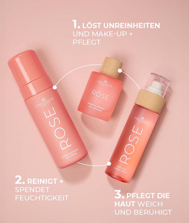 ROSE Soothing Spray Toner: Beruhigender Toner für das Gesicht mit Rosa Damascena, Kaktus und Kokos. Strafft, rehydriert, tonisiert und pflegt die Haut weich.