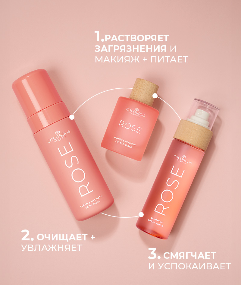 ROSE Soothing Spray Toner: Успокаивающий тонер для лица с розой Дамасской, кактусом и кокосом. Тонизирует, увлажняет, смягчает и освежает кожу.