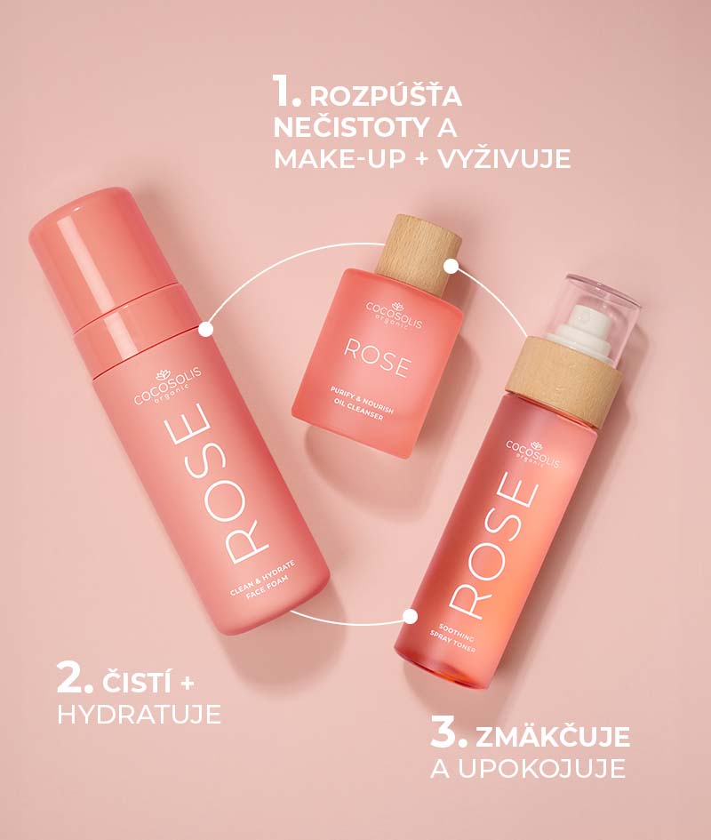 ROSE Soothing Spray Toner: Upokojujúci pleťový toner s Ružou Damašskou, kaktusom a kokosom. Tonizuje, rehydratuje, zmäkčuje a osviežuje pleť.