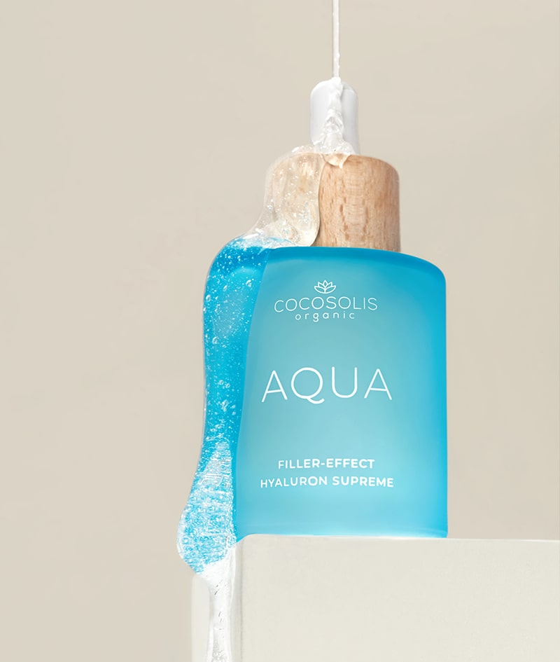 AQUA Filler-Effect Hyaluron Supreme: Serum za lice sa efektom filera sa 8 vrsta hijaluronske kiseline i Aquaxyl™. Ultra hidrira, podmlađuje i uravnotežuje kožu.