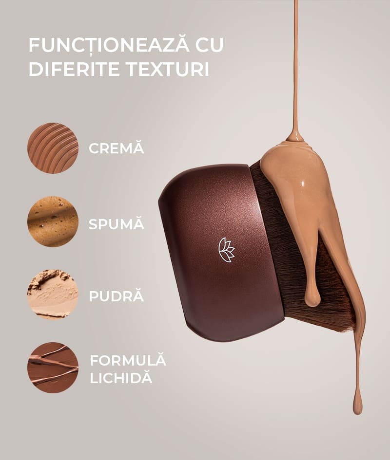 BLENDING BRUSH: Pensulă ultra-moale pentru aplicare precisă și impecabilă a produselor din gamele SOLIS și FILTER. Potrivită pentru față și corp.