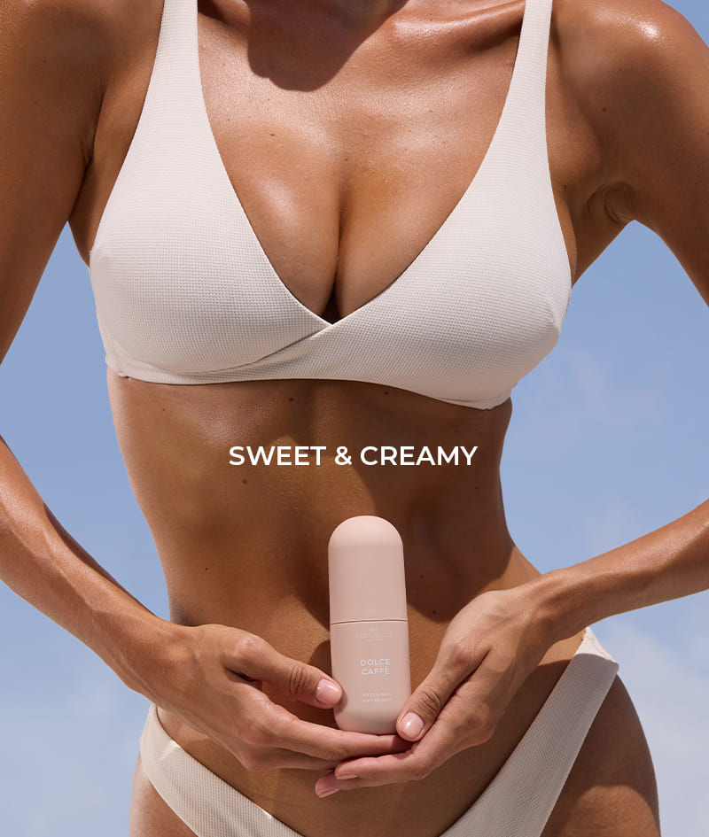 DOLCE CAFFÈ Body & Hair Peptide Mist: Hydrating peptide mist for body and hair. Feels like a sunny morning with the scent of coffee, vanilla and caramel.