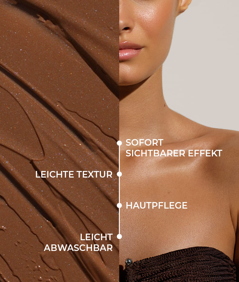 FILTER: Body Cream mit Sofort-Filter-Effekt. Für bronzene Haut, ebenmäßige Bräune, feinen Glow, Hydration. Modelliert die Silhouette und glättet kleine Makel. Leicht aufzutragen und abzuwaschen.