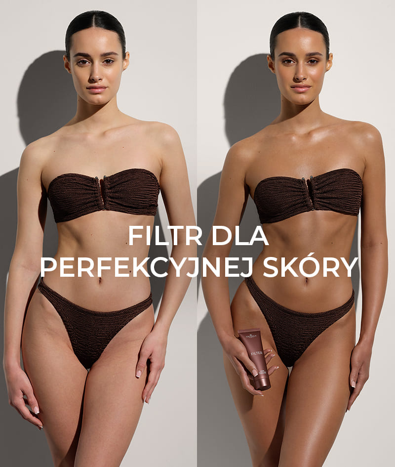 FILTER: Krem do ciała z natychmiastowym efektem filtra. Brązowa skóra, wyrównany koloryt, subtelny blask i nawilżenie. Optycznie modeluje sylwetkę i wygładza drobne niedoskonałości. Łatwo się rozprowadza i zmywa.