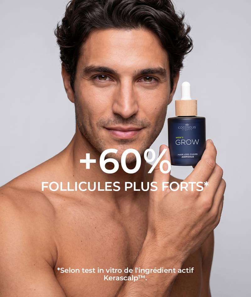 GROW Men’s Hair Loss Guard Ampoule: Ampoule sérum intensif anti-chute pour hommes avec KERASCALP™, BAICAPIL™ et biostimulants. Freine la chute des cheveux et booste visiblement la repousse.