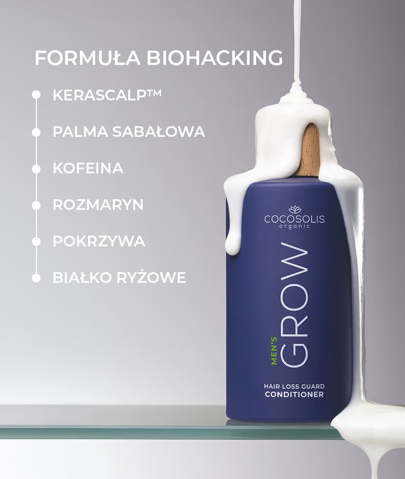 GROW Men’s Hair Loss Guard Conditioner: Odżywka przeciw wypadaniu włosów dla mężczyzn z KERASCALP™ i proteinami. Natychmiast wzmacnia, zagęszcza i dodaje objętości. Skutecznie działa na hormon DHT.