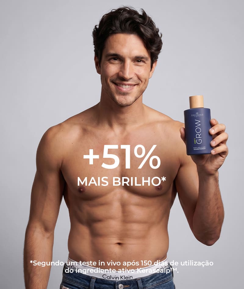 GROW Men’s Hair Loss Guard Conditioner: Condicionador antiqueda para homem com KERASCALP™ e proteínas. Dá força, densidade e volume imediatos. Atua diretamente sobre o DHT.