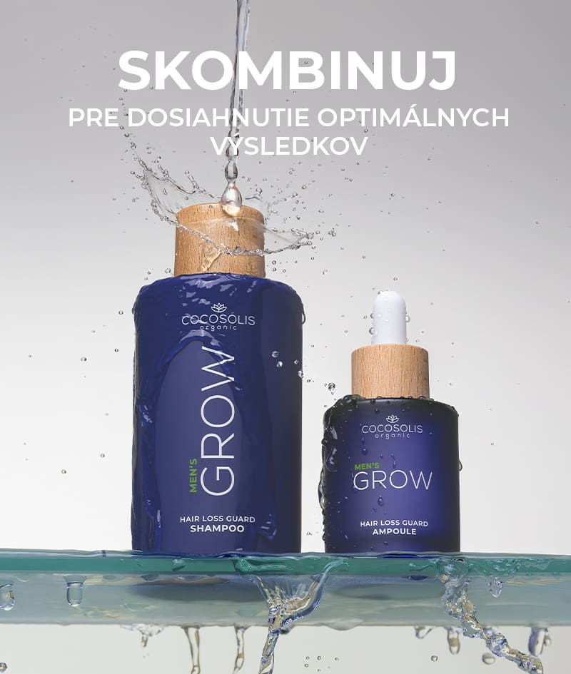 GROW Men’s Hair Loss Guard Shampoo: Šampón proti vypadávaniu vlasov pre mužov s KERASCALP™ a biostimulantmi. Zameriava sa na DHT hormón. Podporuje rast vlasov a spomaľuje biologické starnutie pokožky hlavy.