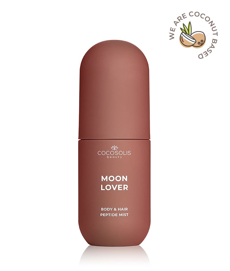 MOON LOVER Body & Hair Peptide Mist: Хидратиращ пептиден мист за тяло и коса. Носи усещането за среднощен десерт с ром и шоколад, на който не можеш да устоиш.