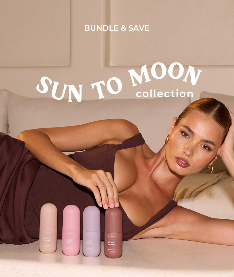 MOON LOVER Body & Hair Peptide Mist: Hydratačný mist s peptidmi na telo aj vlasy. Prináša pocit neodolateľného polnočného dezertu s rumom a čokoládou.