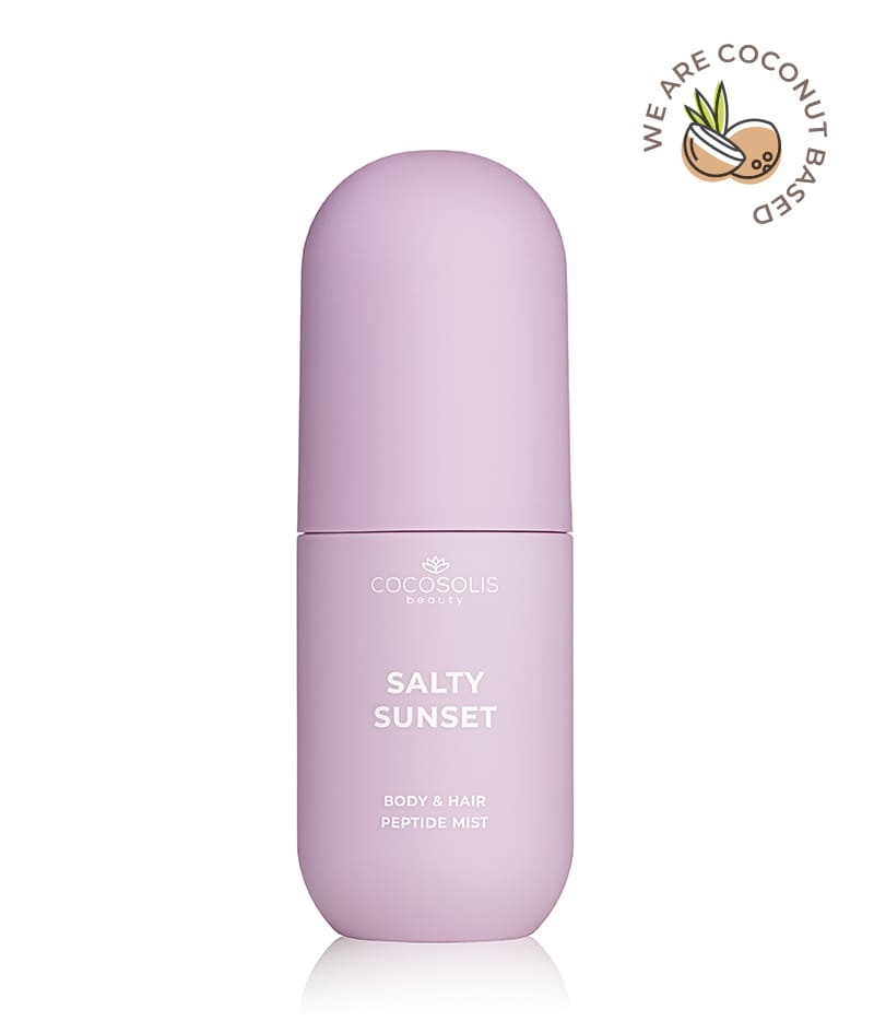 SALTY SUNSET Body & Hair Peptide Mist: Hydratisierendes Peptid-Spray für Körper und Haar. Fühlt sich an wie eine frische Meeresbrise bei Sonnenuntergang mit dem Duft nach Pistazie, Karamell und Salz.