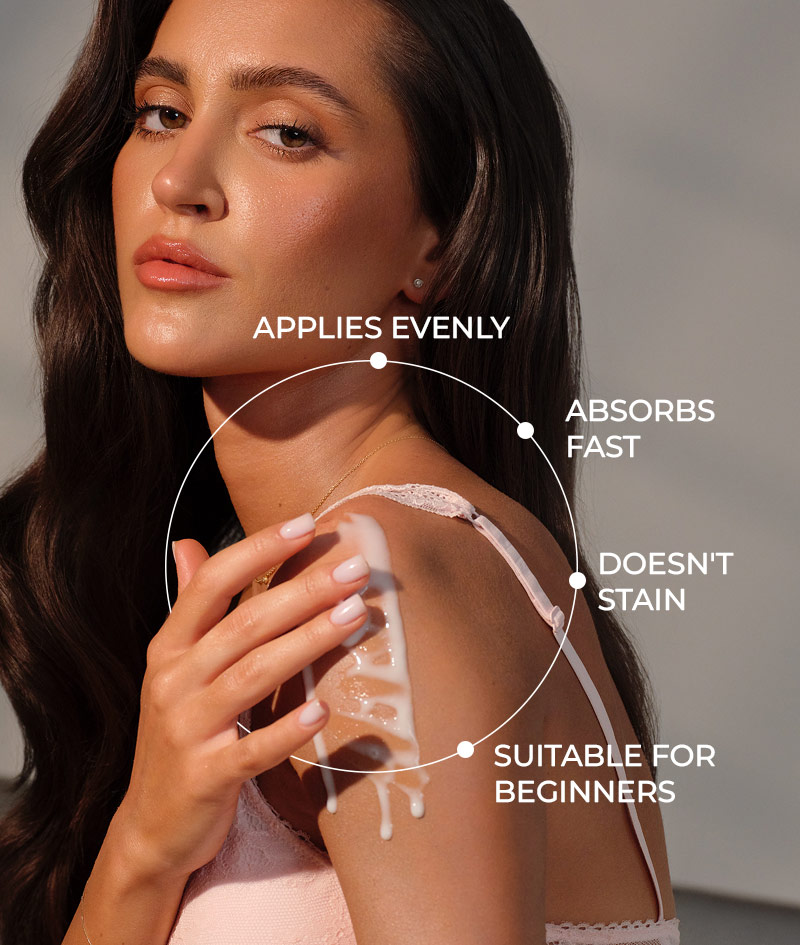 SOLIS Gradual Tan Body Milk: Natural self-tanning body milk. For hydrated skin and a buildable bronze tan.
Lightweight, fast-absorbing formula.