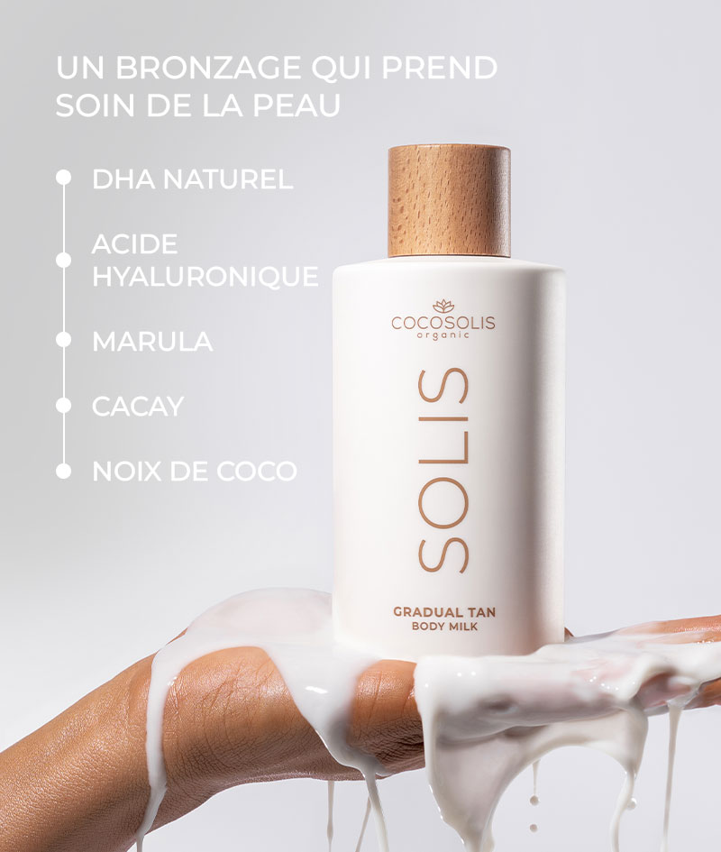 SOLIS Gradual Tan Body Milk: Lait autobronzant naturel pour le corps. Pour une hydratation quotidienne et un bronzage progressif.
Formule légère à absorption rapide.