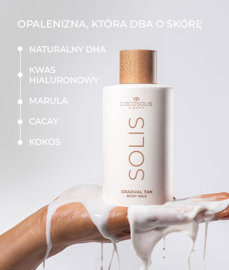 SOLIS Gradual Tan Body Milk: Naturalne samoopalające mleczko do ciała. Do codziennego nawilżania i stopniowego uzyskiwania brązowej opalenizny.
Lekka, szybko wchłaniająca się formuła.