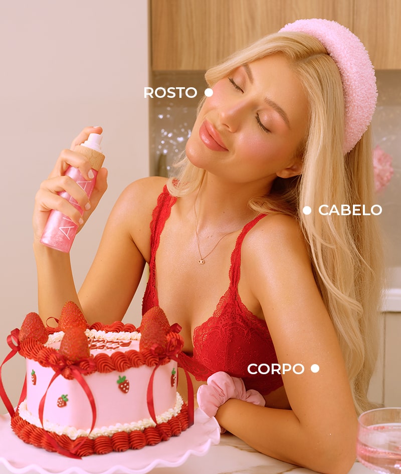 AURA PINK Peptide Shimmer Spray: Spray de brilho natural com peptídeos para o rosto, corpo e cabelo. Ilumina, hidrata e rejuvenesce.<br><strong>Brilho: pink</strong>