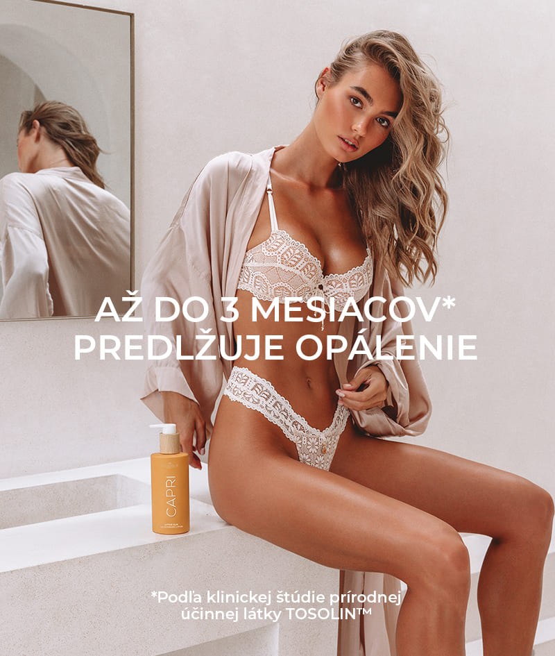 CAPRI After Sun Tan-Extending Lotion: Lotion po slnení predlžujúci opálenie s TOSOLIN™. Osviežuje, upokojuje a hydratuje pokožku. Zachováva opálenie až na 3 mesiace pri každodennom používaní.