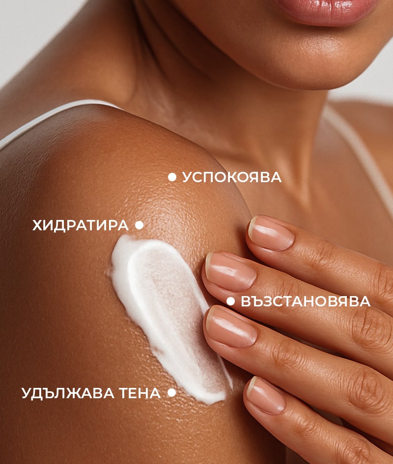 CAPRI After Sun Tan-Extending Lotion: Удължаващ тена лосион за след слънце с TOSOLIN™. Освежава, успокоява и хидратира кожата. Задържа тена до 3 месеца при ежедневна употреба.