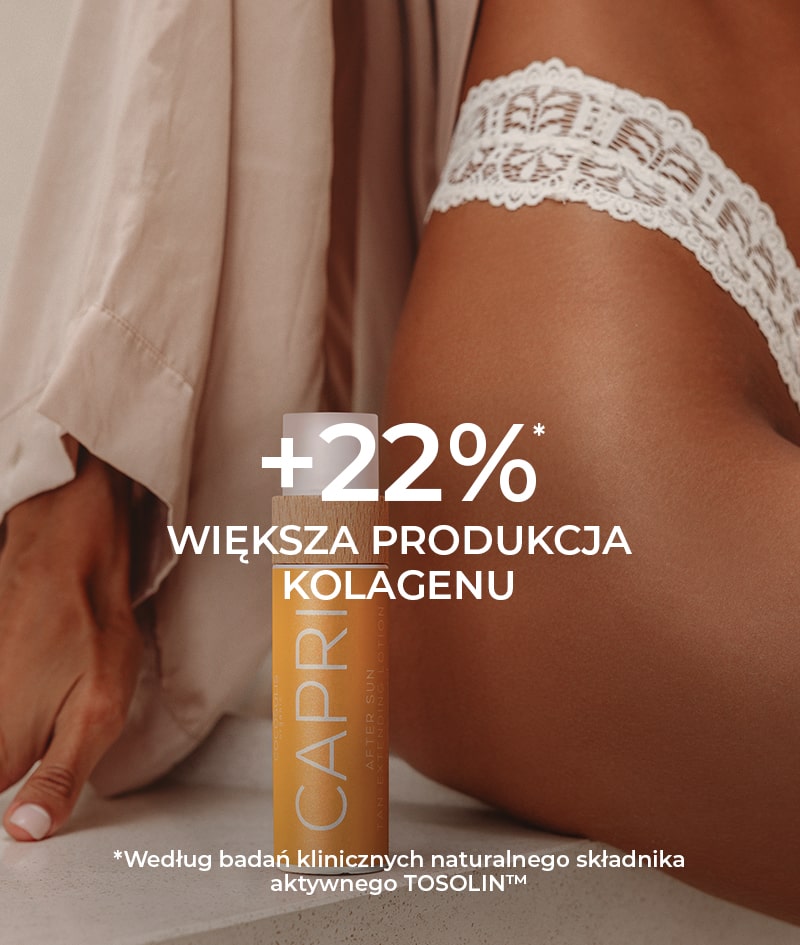 CAPRI After Sun Tan-Extending Lotion: Przedłużający opaleniznę balsam po opalaniu z TOSOLIN™. Odświeża, łagodzi i nawilża skórę. Utrzymuje opaleniznę do 3 miesięcy przy codziennym stosowaniu.