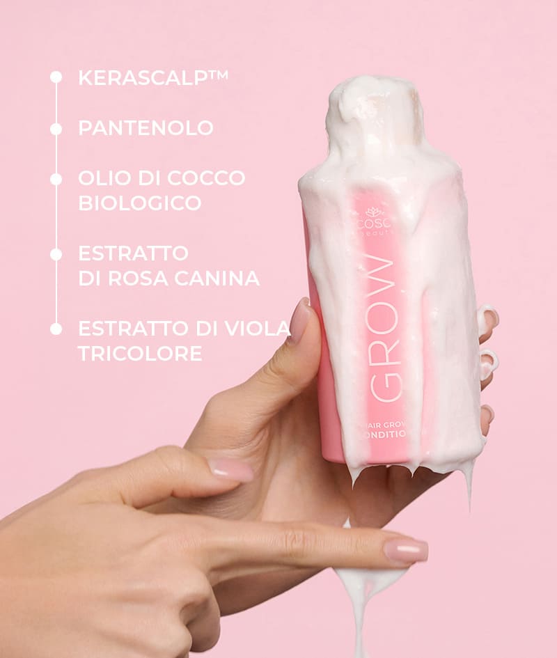 GROW Growth & Anti-aging Conditioner: Balsamo per la crescita dei capelli con KERASCALP™. Con effetto anti-invecchiamento. Profondamente nutriente e clinicamente provato per rendere i capelli più densi, spessi e lucenti.