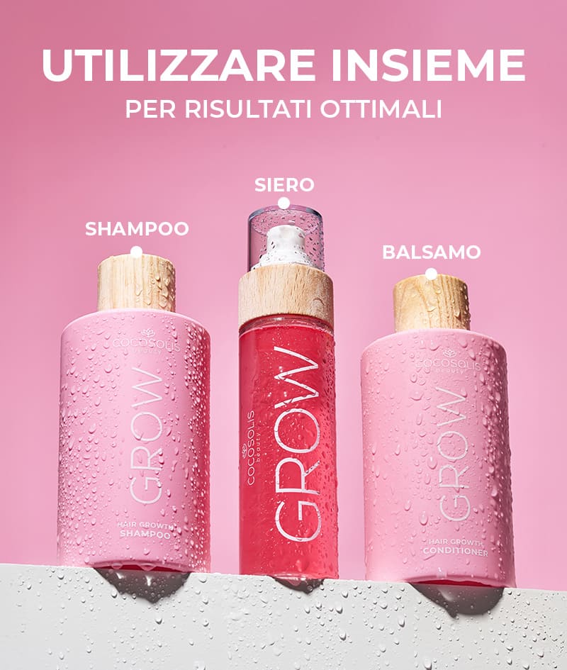 GROW Growth & Anti-aging Conditioner: Balsamo per la crescita dei capelli con KERASCALP™. Con effetto anti-invecchiamento. Profondamente nutriente e clinicamente provato per rendere i capelli più densi, spessi e lucenti.