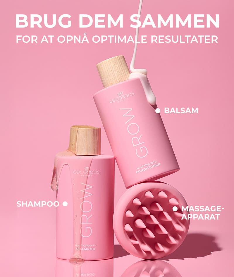 GROW Scalp Massager: Massageapparat til hovedbunden. Stimulerer hårvækst. Skummer shampooen for en dyb, skånsom rensning. Eksfolierer.