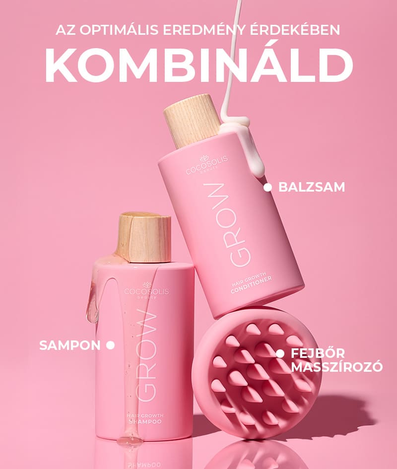 GROW Scalp Massager: Fejbőr masszírozó. Serkenti a haj növekedését. Felhabosítja a sampont, a mély, gyengéd tisztításért. Hámlaszt.
