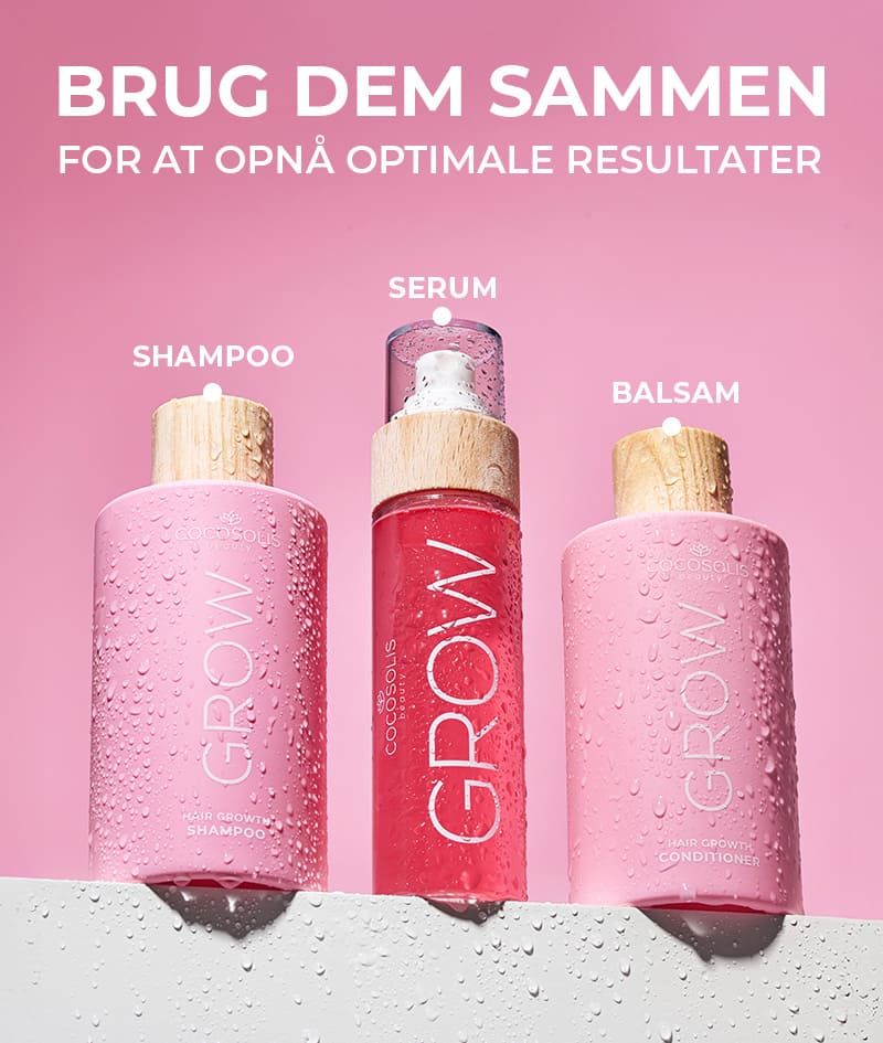 GROW Growth & Anti-aging Shampoo: Shampoo til hårvækst med KERASCALP™. Med anti-aging effekt. Klinisk bevist til at gøre håret tættere, tykkere og mere glansfuldt.