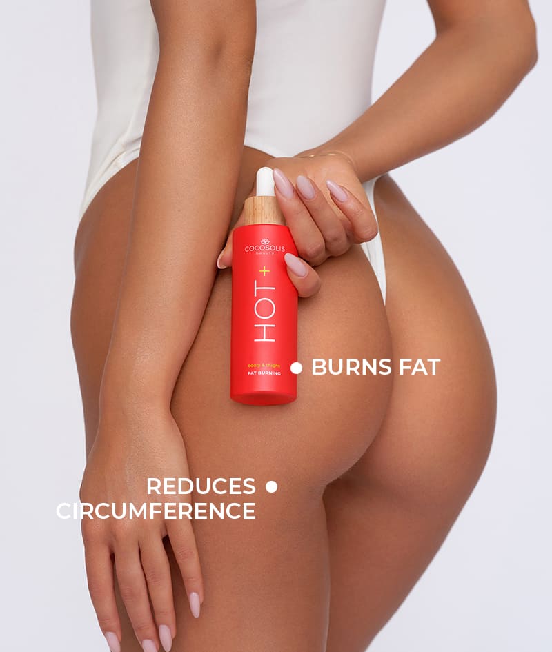 HOT+ Fat-burning Serum: Thermo slimming serum. Formula with clinically-proven ingredients for fat burning, firming &amp; smoothing.<br><strong>Target area: booty &amp; thighs<br>Warming effect</strong>