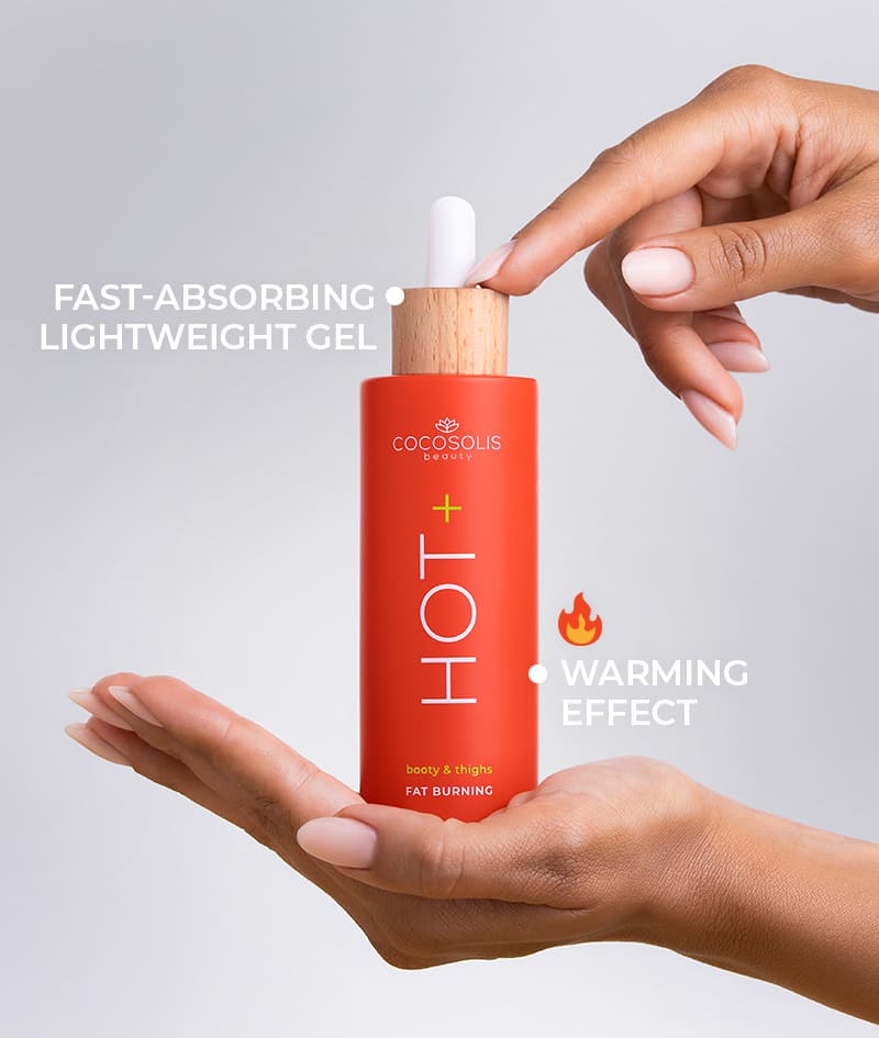 HOT+ Fat-burning Serum: Thermo slimming serum. Formula with clinically-proven ingredients for fat burning, firming &amp; smoothing.<br><strong>Target area: booty &amp; thighs<br>Warming effect</strong>