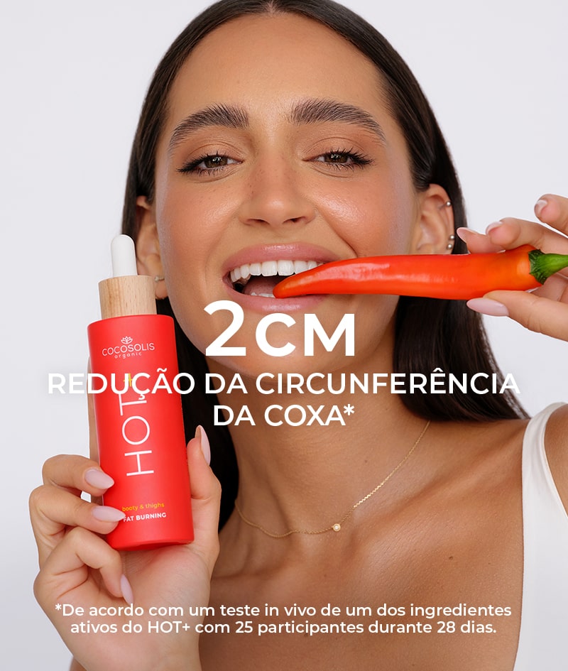 HOT+ Fat-burning Serum: Sérum térmico para emagrecimento. Fórmula com ingredientes clinicamente comprovados para a queima de gordura, firmeza e suavidade.<br><strong>Zona: glúteos e coxas<br>Ação de aquecimento</strong>