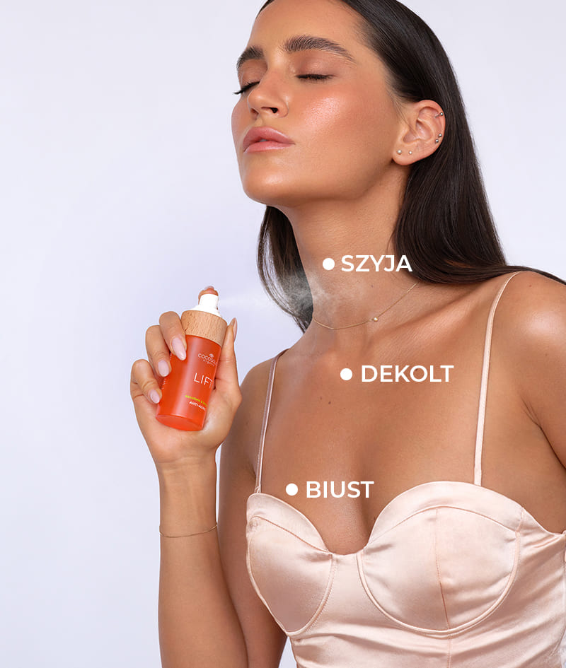 LIFT+ Anti-aging Serum: Odmładzające serum-booster. Wysoce skoncentrowana formuła o działaniu liftingującym.<br><strong>Obszar zastosowania: szyja, dekolt i biust</strong>