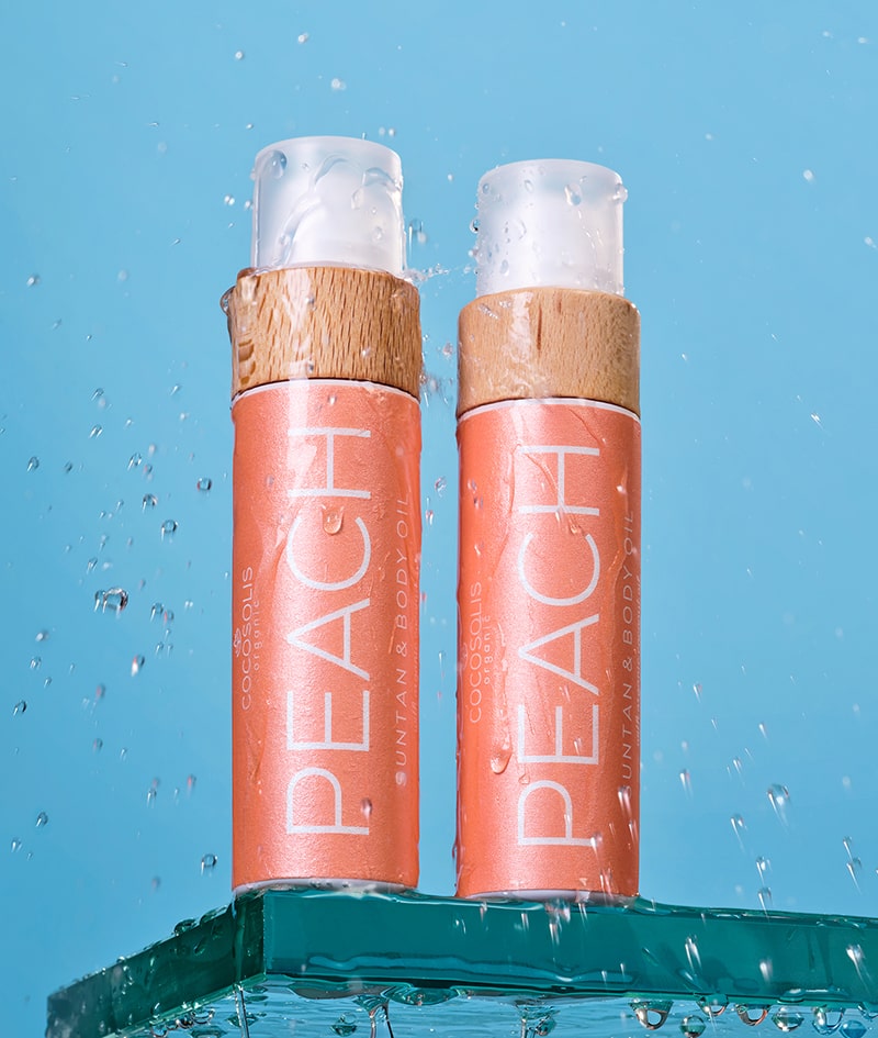 PEACH Suntan & Body Oil: Натурално масло за бърз, наситен тен под слънцето и в солариума. Подходящо и за ежедневна употреба за подхранена и сияйна кожа. С аромат на сочна праскова.
