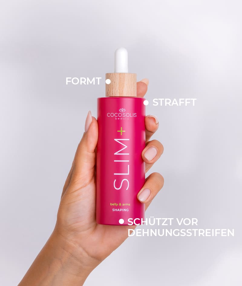SLIM+ Shaping Serum: Formendes Serum-Konzentrat. Wirkt gezielt gegen Fett, schlaffe Haut und Dehnungsstreifen. Reduziert die Umfänge.<br><strong>Bereich: Bauch und Arme</strong>