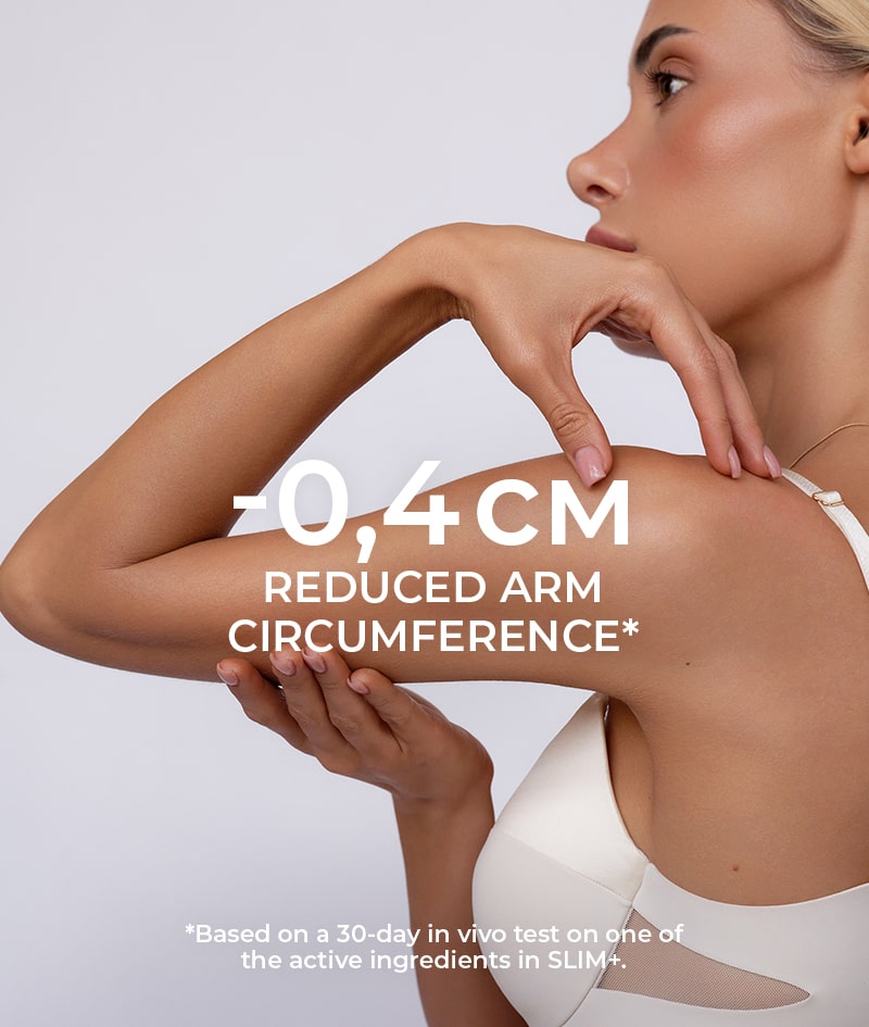 SLIM+ Shaping Serum: Shaping serum concentrate. Targeted action against fat, sagging skin, and stretch marks. Reduces circumferences.<br><strong>Target area: belly & arms</strong>