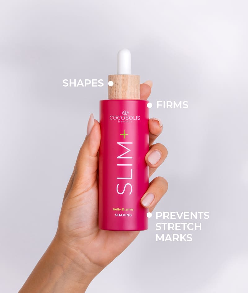 SLIM+ Shaping Serum: Shaping serum concentrate. Targeted action against fat, sagging skin, and stretch marks. Reduces circumferences.<br><strong>Target area: belly &amp; arms</strong>
