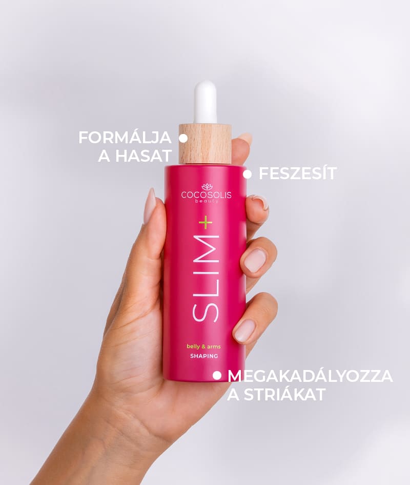 SLIM+ Shaping Serum: Alakformáló szérumkoncentrátum. Célzott hatás a zsír, a megereszkedett bőr és a striák ellen. Csökkenti a kerületet.<br><strong>Terület: has és karok</strong>