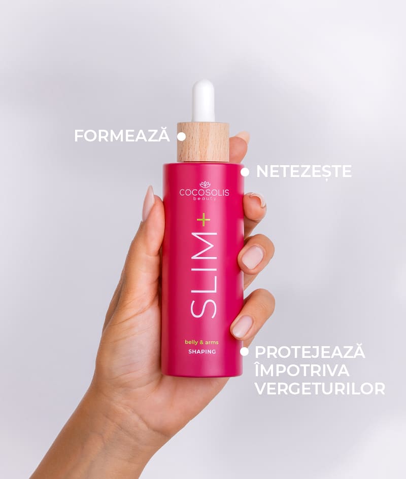 SLIM+ Shaping Serum: Ser concentrat modelator. Acțiune țintită împotriva grăsimii, a pielii lăsate și a vergeturilor. Reduce circumferința.<br><strong>Zona: abdomen și brațe</strong>