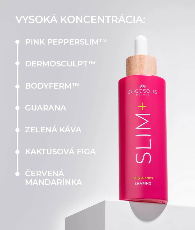 SLIM+ Shaping Serum: Tvarujúci sérum-koncentrát. Cielené pôsobenie proti tukom, ochabnutej pokožke a striám. Zmenšuje obvody.<br><strong>Zóna: brucho a ruky</strong>