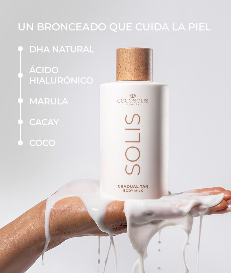 SOLIS Gradual Tan Body Milk: Leche corporal autobronceadora. Hidratación diaria y un bronceado gradual. Fórmula ligera de rápida absorción.